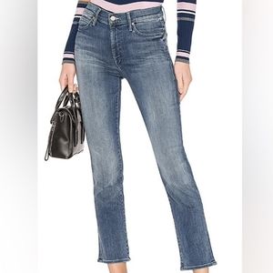 Mother the rascal ankle cropped straight jeans